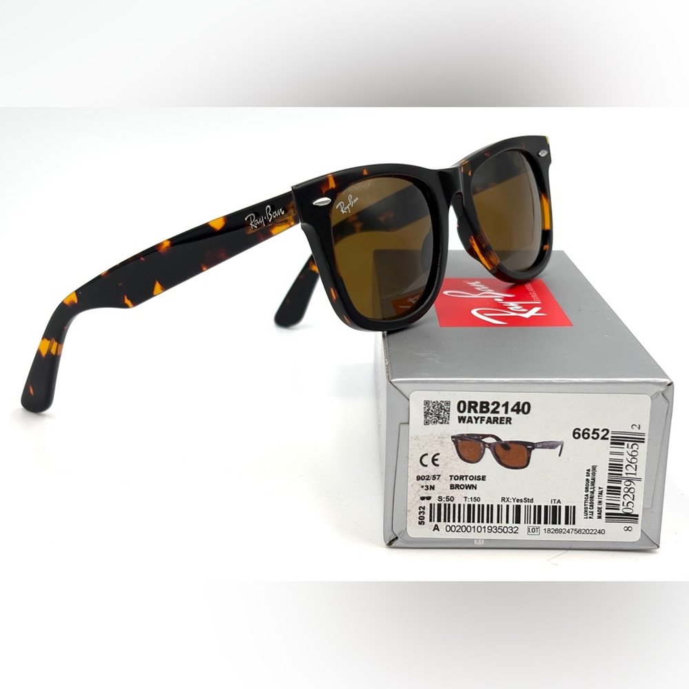 Ray-Ban Wayfarer Sunglasses RB2140 50mm Tortoise W|Brown Lens 50-22-150 902/57 - Picture 12 of 14